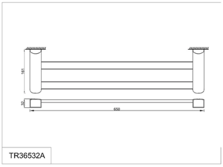 Полотенцедержатель двойной 65 см. RUSH Thira TR36532A